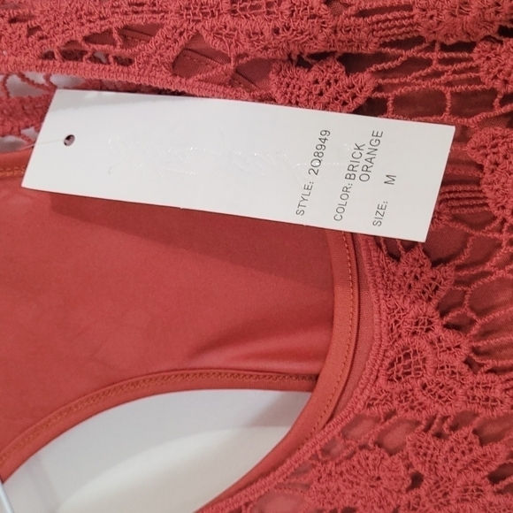NWT Ultra Pink Women's Lace Lined Sleeveless Top Brick Orange Size Medium - Picture 4 of 7